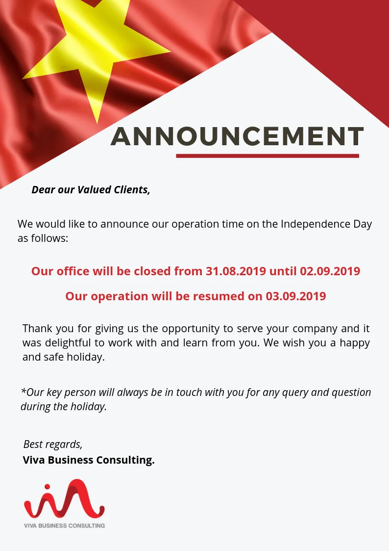 independence day announcement viva business consulting