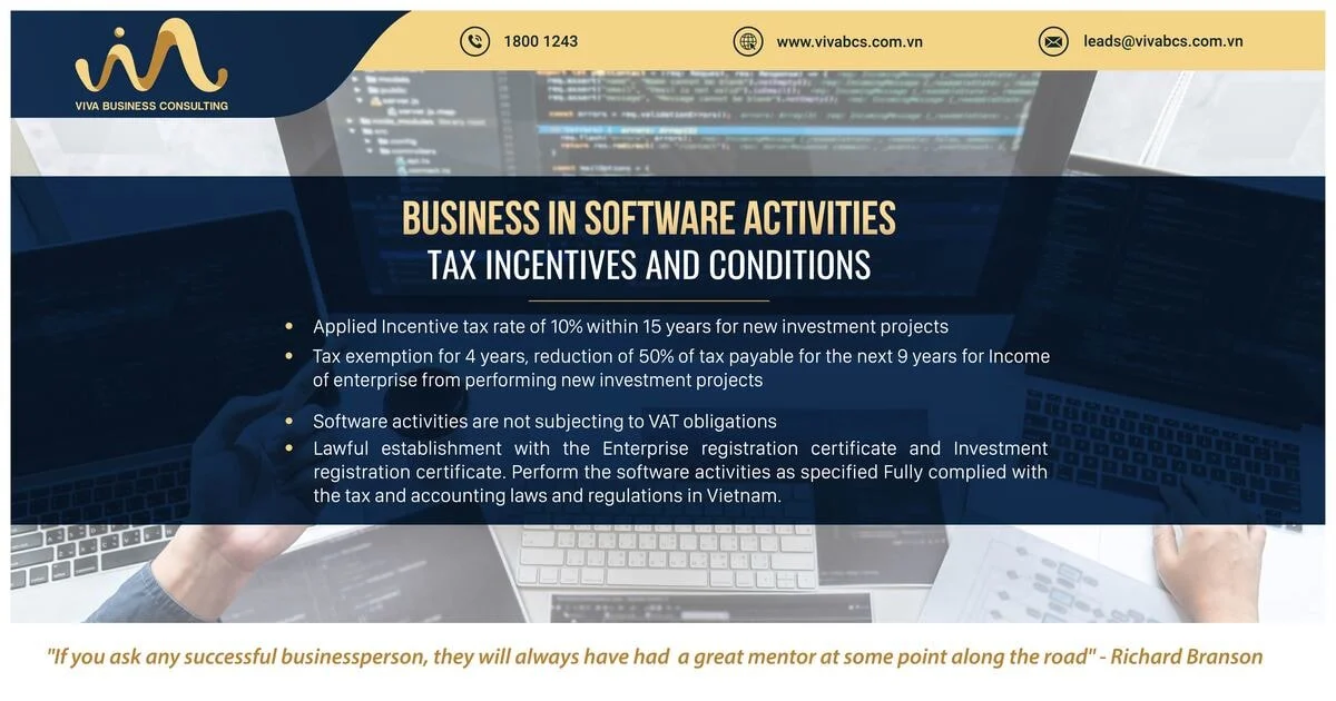 Conditions for Tax Incentives on Software industry activities