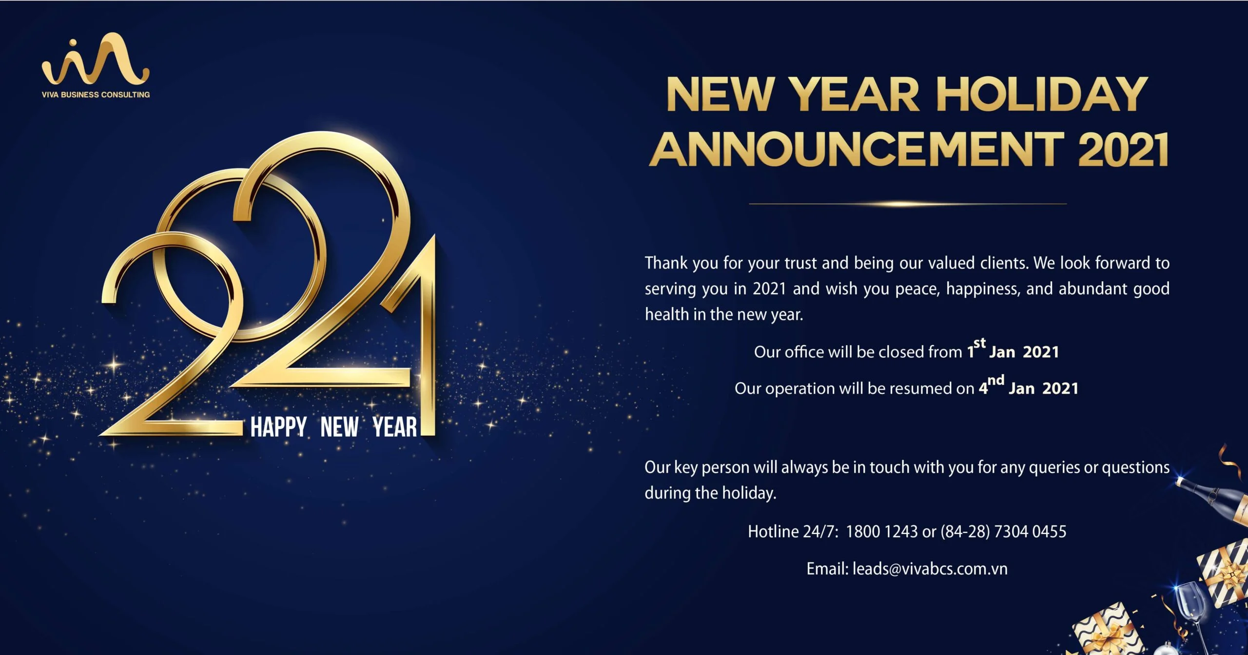 NEW YEAR HOLIDAY ANNOUNCEMENT 2021