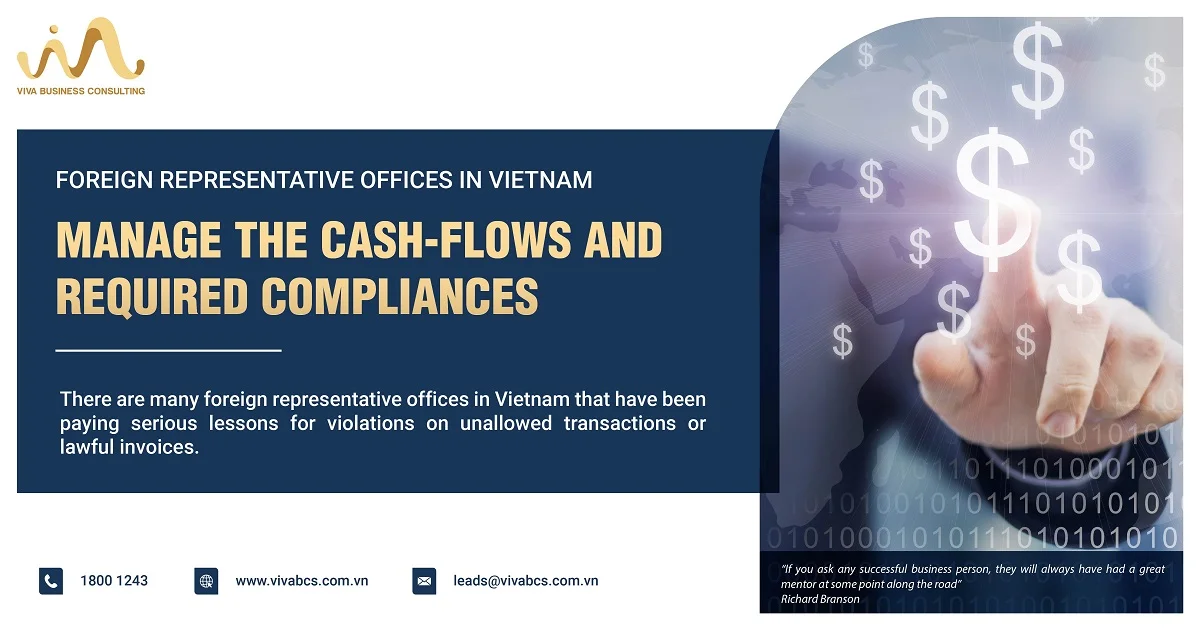 Manage the cashflow of representative office in Vietnam